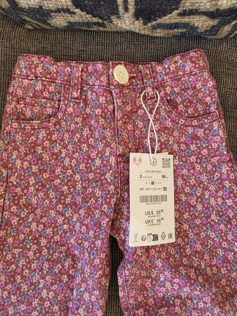 Zara Pink Floral Kids Jeans